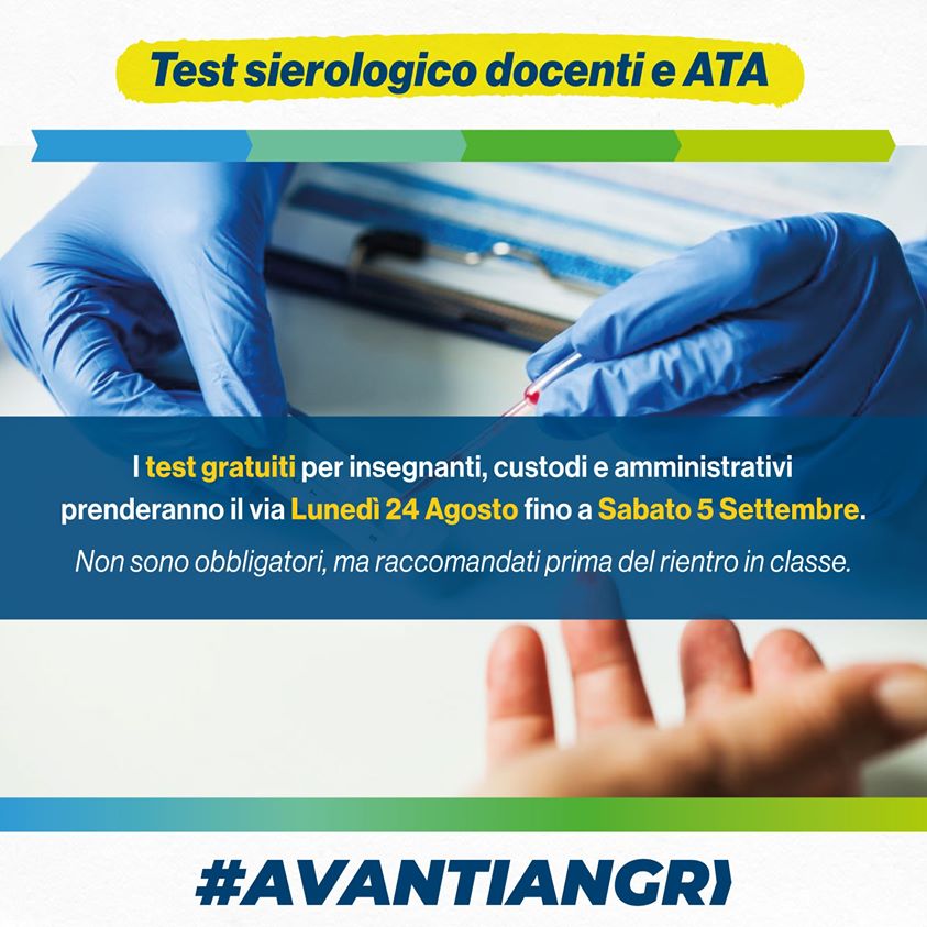 Screening gratuito e volontario per il personale scolastico